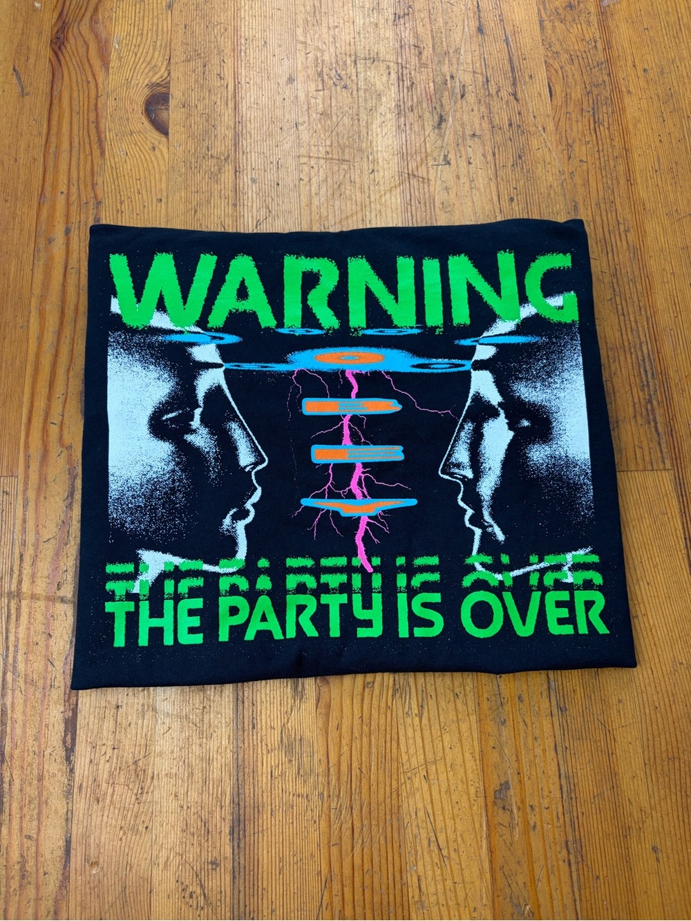 Black OBEY Graphic shirt "WARNING THE PARTY IS OVER" Mens size Small 100% cotton